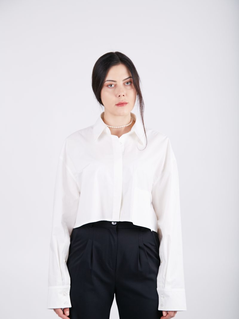 Дамска Риза Cropped - Бяла